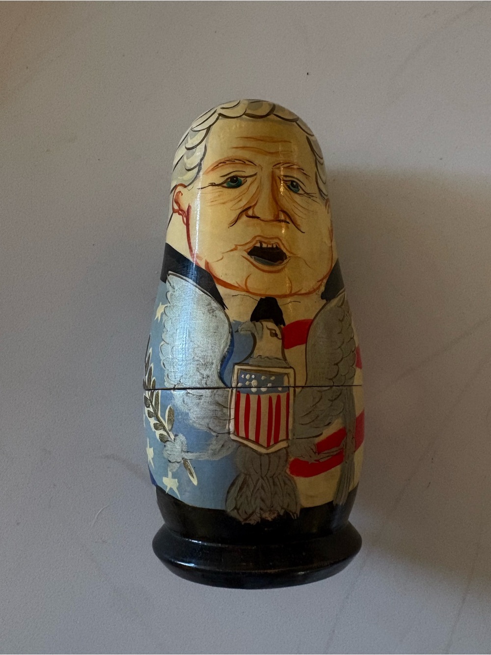Patriotic Eagle Matryoshka Nesting Doll – Cream and Blue Home Art
